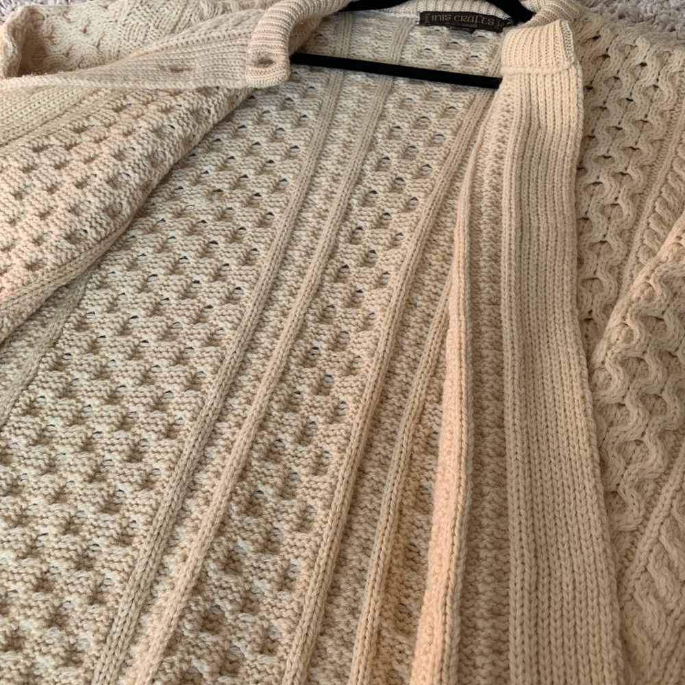 Inis Crafts ivory Wool knit Cardigan Sweater - Picture 6 of 9